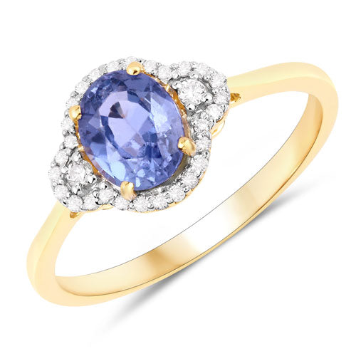 Bids.com 1.27 Carat Genuine Blue Sapphire and White Diamond 14K Yellow Gold Ring Rings White Smoke size 6.00,size 7.00,size 8.00