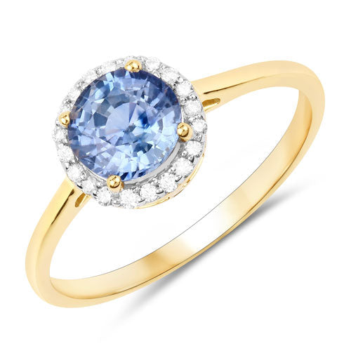 Bids.com 1.35 Carat Genuine Blue Sapphire and White Diamond 14K Yellow Gold Ring Rings White Smoke size 6.00,size 7.00,size 8.00