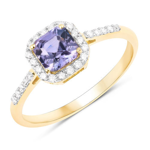 Bids.com 1.27 Carat Genuine Purple Pink Sapphire and White Diamond 14K Yellow Gold Ring Rings White Smoke size 6.00,size 7.00,size 8.00