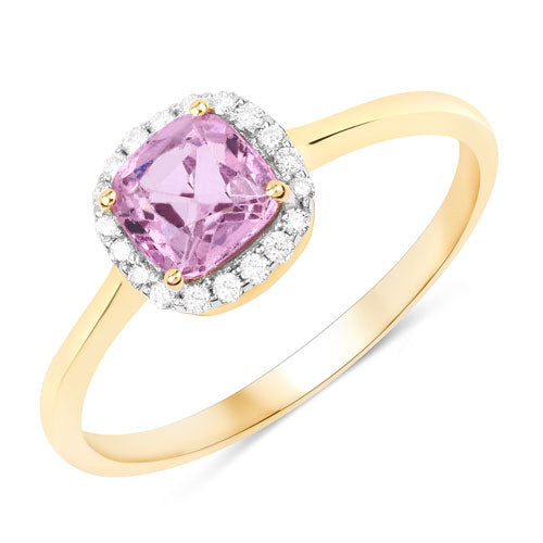 Bids.com 1.09 Carat Genuine Pink Spinel and White Diamond 14K Yellow Gold Ring Rings White Smoke size 6.00,size 7.00,size 8.00