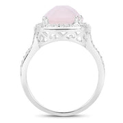 Bids.com 5.80 Carat Genuine Rose Quartz .925 Sterling Silver Ring Rings White Smoke size 5.00,size 6.00,size 7.00,size 8.00,size 9.00