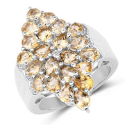 Bids.com 3.54 Carat Genuine Citrine and White Topaz .925 Sterling Silver Ring Rings White Smoke size 8.00,size 6.00,size 7.00,size 9.00