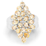 Bids.com 3.54 Carat Genuine Citrine and White Topaz .925 Sterling Silver Ring Rings White Smoke size 8.00,size 6.00,size 7.00,size 9.00