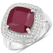 Bids.com 5.86 Carat Glass Filled Ruby and White Topaz .925 Sterling Silver Ring Rings White Smoke size 5.00,size 9.00,size 6.00,size 7.00,size 8.00,size 10.00
