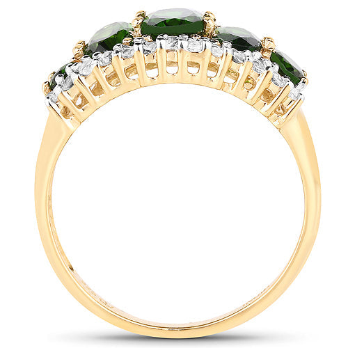 Bids.com 18K Yellow Gold Plated 2.70 Carat Genuine Chrome Diopside and White Topaz .925 Sterling Silver Ring Rings White Smoke size 5.00,size 10.00,size 6.00,size 7.00,size 8.00,size 9.00,size 11.00