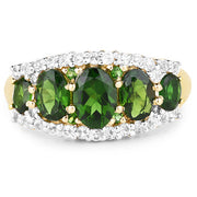 Bids.com 18K Yellow Gold Plated 2.70 Carat Genuine Chrome Diopside and White Topaz .925 Sterling Silver Ring Rings White Smoke size 5.00,size 10.00,size 6.00,size 7.00,size 8.00,size 9.00,size 11.00