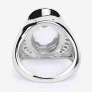 Bids.com 5.38 Carat Genuine Crystal Quartz and White Diamond .925 Sterling Silver Ring Rings White Smoke size 5.00,size 6.00,size 7.00,size 8.00,size 9.00