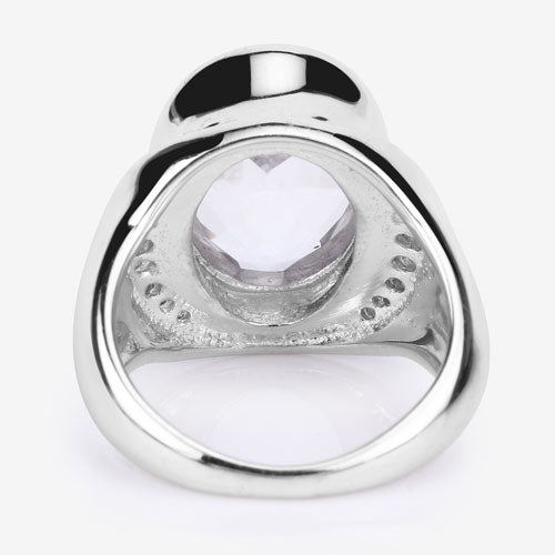 Bids.com 5.38 Carat Genuine Crystal Quartz and White Diamond .925 Sterling Silver Ring Rings White Smoke size 5.00,size 6.00,size 7.00,size 8.00,size 9.00