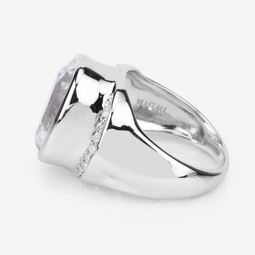Bids.com 5.38 Carat Genuine Crystal Quartz and White Diamond .925 Sterling Silver Ring Rings Light Gray size 5.00,size 6.00,size 7.00,size 8.00,size 9.00
