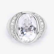 Bids.com 5.38 Carat Genuine Crystal Quartz and White Diamond .925 Sterling Silver Ring Rings White Smoke size 5.00,size 6.00,size 7.00,size 8.00,size 9.00