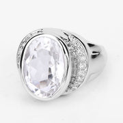 Bids.com 5.38 Carat Genuine Crystal Quartz and White Diamond .925 Sterling Silver Ring Rings Lavender size 5.00,size 6.00,size 7.00,size 8.00,size 9.00