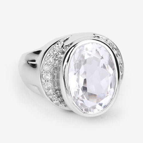 Bids.com 5.38 Carat Genuine Crystal Quartz and White Diamond .925 Sterling Silver Ring Rings Lavender size 5.00,size 6.00,size 7.00,size 8.00,size 9.00