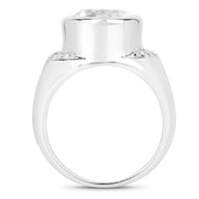 Bids.com 5.38 Carat Genuine Crystal Quartz and White Diamond .925 Sterling Silver Ring Rings White Smoke size 5.00,size 6.00,size 7.00,size 8.00,size 9.00