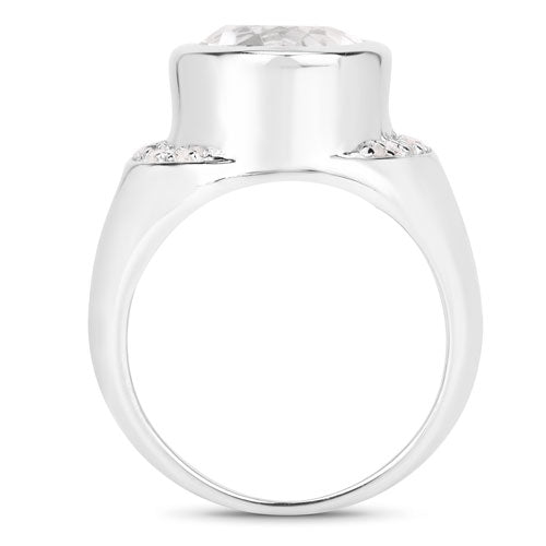 Bids.com 5.38 Carat Genuine Crystal Quartz and White Diamond .925 Sterling Silver Ring Rings White Smoke size 5.00,size 6.00,size 7.00,size 8.00,size 9.00