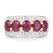 Bids.com 1.74 Carat Genuine Ruby and White Diamond .925 Sterling Silver Ring Rings Light Gray size 8.00,size 6.00,size 7.00,size 9.00,size 5.00,size 10.00