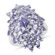 Bids.com 5.27 Carat Genuine Tanzanite .925 Sterling Silver Ring Rings White Smoke Size 6.00,size 7.00,Size 8.00,Size 9.00