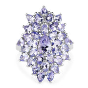 Bids.com 5.27 Carat Genuine Tanzanite .925 Sterling Silver Ring Rings White Smoke Size 6.00,size 7.00,Size 8.00,Size 9.00