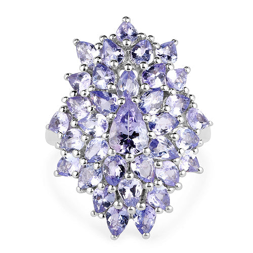 Bids.com 5.27 Carat Genuine Tanzanite .925 Sterling Silver Ring Rings White Smoke Size 6.00,size 7.00,Size 8.00,Size 9.00