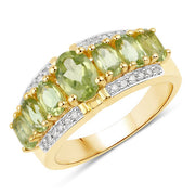Bids.com 2.34 Carat Genuine Peridot and White Diamond .925 Sterling Silver Ring Rings White Smoke size 5.00,size 6.00,size 7.00,size 8.00,size 9.00