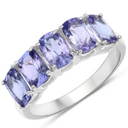 Bids.com 2.65 Carat Genuine Tanzanite .925 Sterling Silver Ring Rings White Smoke size 7.00,size 9.00,size 5.00,size 6.00,size 8.00,size 10.00