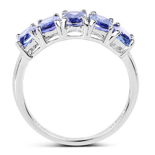 Bids.com 2.65 Carat Genuine Tanzanite .925 Sterling Silver Ring Rings White Smoke size 7.00,size 9.00,size 5.00,size 6.00,size 8.00,size 10.00