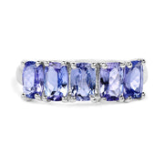 Bids.com 2.65 Carat Genuine Tanzanite .925 Sterling Silver Ring Rings White Smoke size 7.00,size 9.00,size 5.00,size 6.00,size 8.00,size 10.00