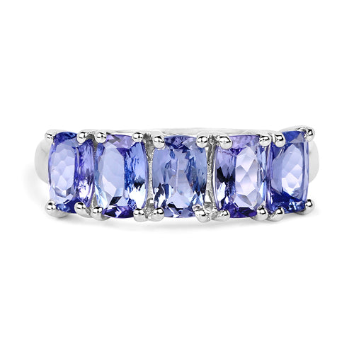 Bids.com 2.65 Carat Genuine Tanzanite .925 Sterling Silver Ring Rings White Smoke size 7.00,size 9.00,size 5.00,size 6.00,size 8.00,size 10.00
