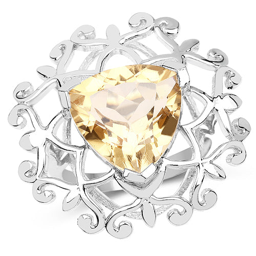 Bids.com 5.71 Carat Genuine Citrine .925 Sterling Silver Ring Rings White Smoke size 7.00,size 6.00,size 8.00,size 9.00