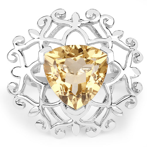 Bids.com 5.71 Carat Genuine Citrine .925 Sterling Silver Ring Rings White Smoke size 7.00,size 6.00,size 8.00,size 9.00