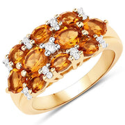 Bids.com 14K Yellow Gold Plated 2.48 Carat Genuine Citrine & White Topaz .925 Sterling Silver Ring Rings White Smoke size 7.00,size 6.00,size 8.00,size 9.00,size 5.00,size 8.50