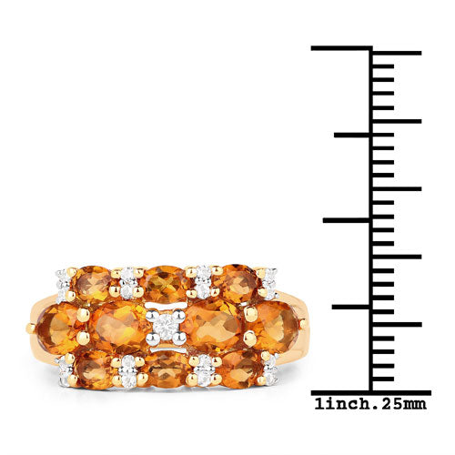Bids.com 14K Yellow Gold Plated 2.48 Carat Genuine Citrine & White Topaz .925 Sterling Silver Ring Rings White Smoke size 7.00,size 6.00,size 8.00,size 9.00,size 5.00,size 8.50