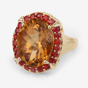 Bids.com 9.38 Carat Genuine Citrine and Orange Sapphire .925 Sterling Silver Ring Rings White Smoke size 5.00,size 6.00,size 7.00,size 8.00,size 9.00