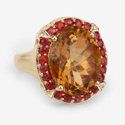 Bids.com 9.38 Carat Genuine Citrine and Orange Sapphire .925 Sterling Silver Ring Rings White Smoke size 5.00,size 6.00,size 7.00,size 8.00,size 9.00