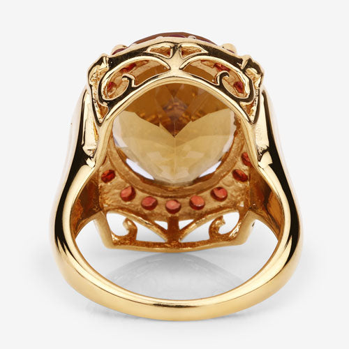 Bids.com 9.38 Carat Genuine Citrine and Orange Sapphire .925 Sterling Silver Ring Rings White Smoke size 5.00,size 6.00,size 7.00,size 8.00,size 9.00