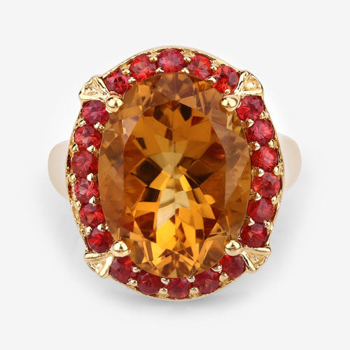 Bids.com 9.38 Carat Genuine Citrine and Orange Sapphire .925 Sterling Silver Ring Rings White Smoke size 5.00,size 6.00,size 7.00,size 8.00,size 9.00