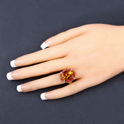 Bids.com 9.38 Carat Genuine Citrine and Orange Sapphire .925 Sterling Silver Ring Rings Peach Puff size 5.00,size 6.00,size 7.00,size 8.00,size 9.00