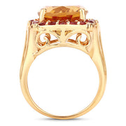 Bids.com 9.38 Carat Genuine Citrine and Orange Sapphire .925 Sterling Silver Ring Rings White Smoke size 5.00,size 6.00,size 7.00,size 8.00,size 9.00
