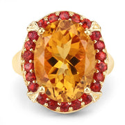 Bids.com 9.38 Carat Genuine Citrine and Orange Sapphire .925 Sterling Silver Ring Rings White Smoke size 5.00,size 6.00,size 7.00,size 8.00,size 9.00