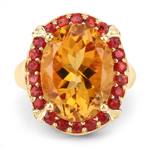 Bids.com 9.38 Carat Genuine Citrine and Orange Sapphire .925 Sterling Silver Ring Rings White Smoke size 5.00,size 6.00,size 7.00,size 8.00,size 9.00