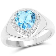 Bids.com 2.23 Carat Genuine Swiss Blue Topaz and White Topaz .925 Sterling Silver Ring Rings White Smoke size 7.00,size 9.00,size 6.00,size 8.00