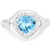Bids.com 2.23 Carat Genuine Swiss Blue Topaz and White Topaz .925 Sterling Silver Ring Rings White Smoke size 7.00,size 9.00,size 6.00,size 8.00