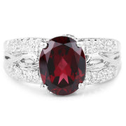 Bids.com 3.23 Carat Genuine Rhodolite and White Topaz .925 Sterling Silver Ring Rings White Smoke size 7.00,size 6.00,size 8.00,size 9.00,size 5.00,size 10.00