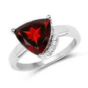 Bids.com 3.56 Carat Genuine Garnet and White Topaz .925 Sterling Silver Ring Rings White Smoke size 7.00,size 8.00,size 6.00,size 9.00