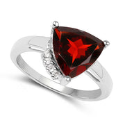 Bids.com 3.56 Carat Genuine Garnet and White Topaz .925 Sterling Silver Ring Rings White Smoke size 7.00,size 8.00,size 6.00,size 9.00
