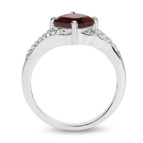 Bids.com 1.67 Carat Genuine Garnet and White Topaz .925 Sterling Silver Ring Rings White Smoke size 6.00,size 7.00,size 8.00,size 9.00,size 5.00