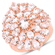 Bids.com 18K Rose Gold Plated 4.55 Carat Genuine Morganite .925 Sterling Silver Ring Rings White Smoke size 6.00,size 7.00,size 8.00,size 5.00,size 9.00