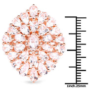Bids.com 18K Rose Gold Plated 4.55 Carat Genuine Morganite .925 Sterling Silver Ring Rings White Smoke size 6.00,size 7.00,size 8.00,size 5.00,size 9.00