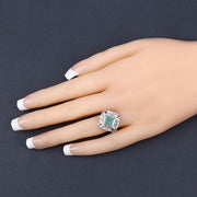Bids.com "2.57 Carat Genuine Emerald, White Topaz and White Diamond .925 Sterling Silver Ring Rings Navajo White size 6.00,size 7.00,size 8.00,size 5.00,size 9.00