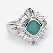 Bids.com "2.57 Carat Genuine Emerald, White Topaz and White Diamond .925 Sterling Silver Ring Rings White Smoke size 6.00,size 7.00,size 8.00,size 5.00,size 9.00