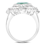 Bids.com "2.57 Carat Genuine Emerald, White Topaz and White Diamond .925 Sterling Silver Ring Rings White Smoke size 6.00,size 7.00,size 8.00,size 5.00,size 9.00